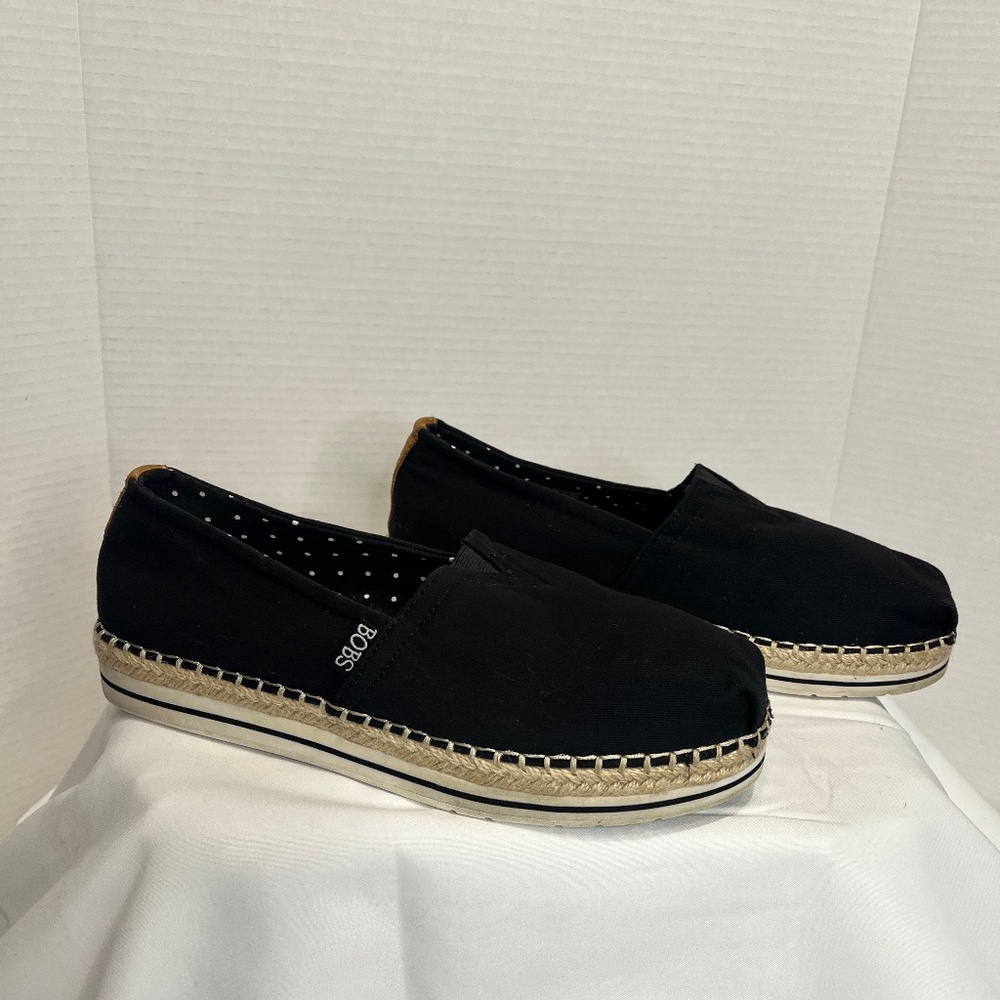 Bobs from Skechers espadrille style black slip on women shoes size 8